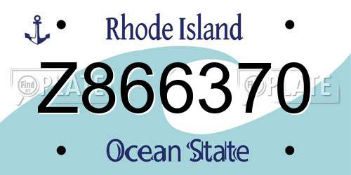 Z866370 Rhode Island License Plate