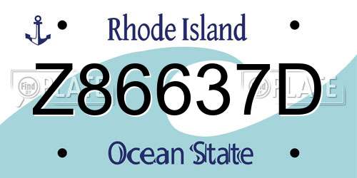 Z86637D Rhode Island License Plate