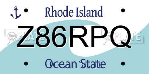 Z86RPQ Rhode Island License Plate
