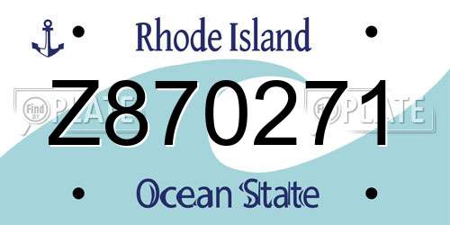 Z870271 Rhode Island License Plate