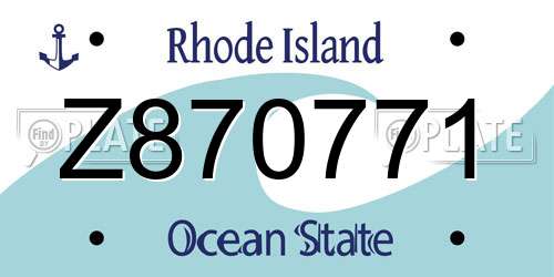 Z870771 Rhode Island License Plate