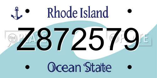 Z872579 Rhode Island License Plate