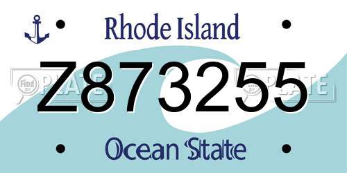 Z873255 Rhode Island License Plate