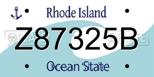 Z87325B Rhode Island License Plate