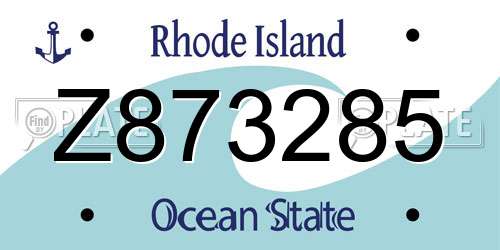 Z873285 Rhode Island License Plate