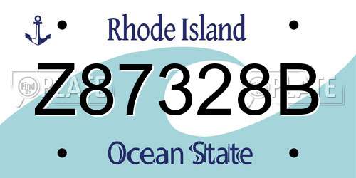 Z87328B Rhode Island License Plate