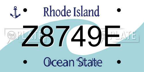 Z8749E Rhode Island License Plate