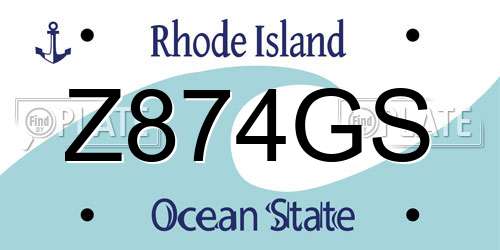 Z874GS Rhode Island License Plate