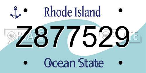 Z877529 Rhode Island License Plate