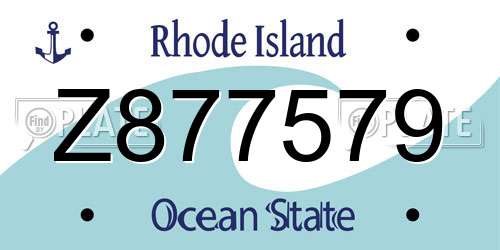 Z877579 Rhode Island License Plate