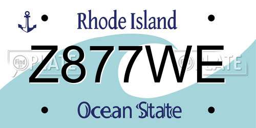 Z877WE Rhode Island License Plate