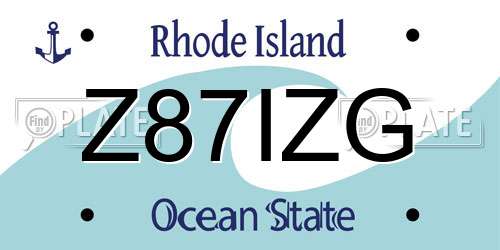 Z87IZG Rhode Island License Plate