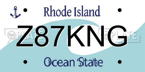 Z87KNG Rhode Island License Plate