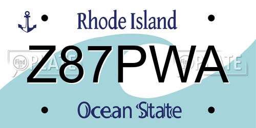 Z87PWA Rhode Island License Plate