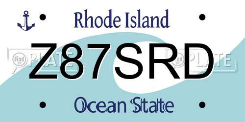 Z87SRD Rhode Island License Plate