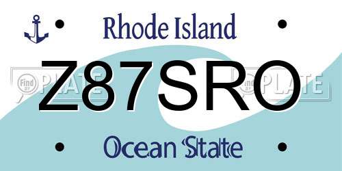 Z87SRO Rhode Island License Plate