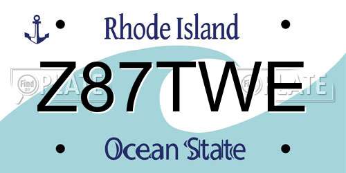 Z87TWE Rhode Island License Plate