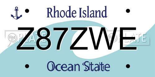 Z87ZWE Rhode Island License Plate