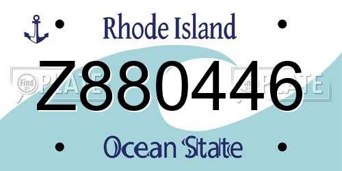 Z880446 Rhode Island License Plate