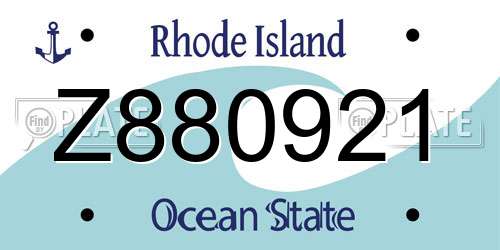 Z880921 Rhode Island License Plate