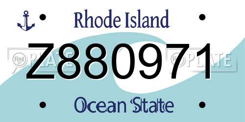 Z880971 Rhode Island License Plate