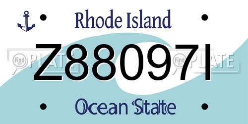 Z88097I Rhode Island License Plate