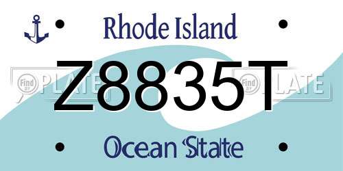 Z8835T Rhode Island License Plate