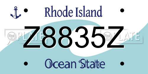 Z8835Z Rhode Island License Plate