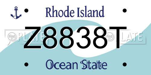 Z8838T Rhode Island License Plate
