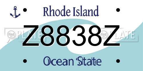 Z8838Z Rhode Island License Plate