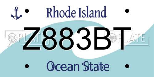Z883BT Rhode Island License Plate