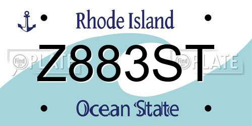 Z883ST Rhode Island License Plate