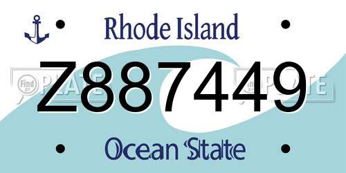 Z887449 Rhode Island License Plate
