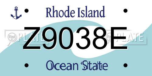 Z9038E Rhode Island License Plate