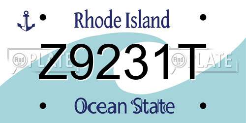 Z9231T Rhode Island License Plate