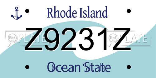 Z9231Z Rhode Island License Plate