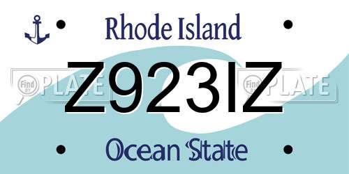 Z923IZ Rhode Island License Plate