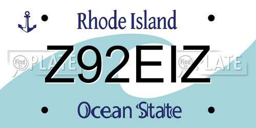 Z92EIZ Rhode Island License Plate
