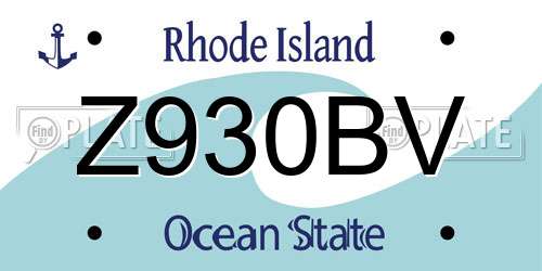Z930BV Rhode Island License Plate
