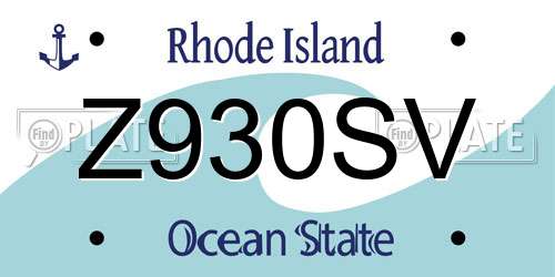Z930SV Rhode Island License Plate