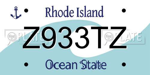 Z933TZ Rhode Island License Plate