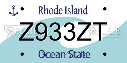 Z933ZT Rhode Island License Plate