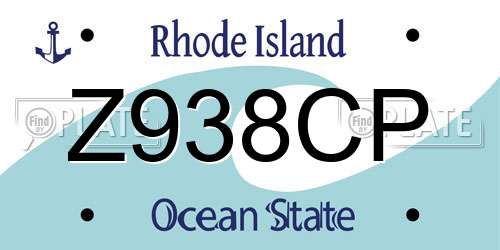 Z938CP Rhode Island License Plate