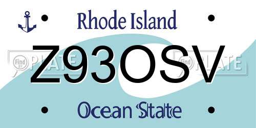 Z93OSV Rhode Island License Plate