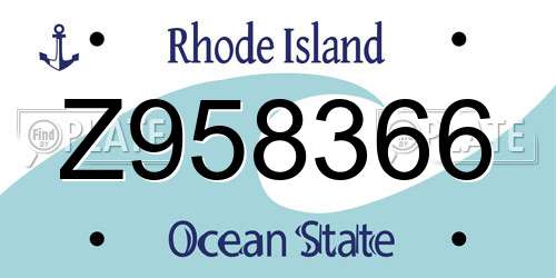 Z958366 Rhode Island License Plate