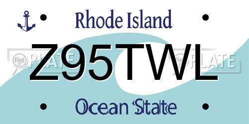 Z95TWL Rhode Island License Plate