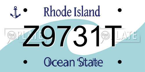 Z9731T Rhode Island License Plate