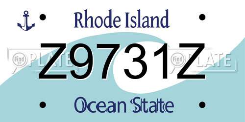 Z9731Z Rhode Island License Plate