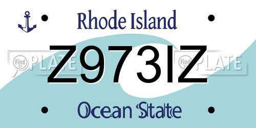 Z973IZ Rhode Island License Plate