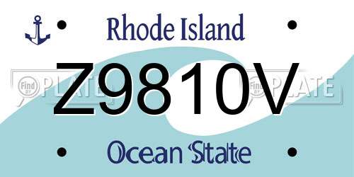 Z9810V Rhode Island License Plate